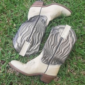 Vintage FRYE Metallic Color Block Cowgirl  Boots 6